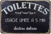 Merkloos WC bord - Metalen wandbord - Retro - WC decoratie spreuken - 20 x 30cm