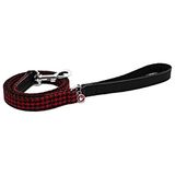 Rosewood Wag-N-Walk Designer Rood/Zwart Houndstooth Lood, 3/4 x 40"
