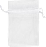 Happy Moments Organza zakjes, wit, 7x10 cm, 10 stuks
