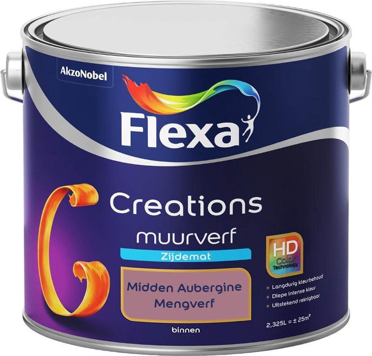 FLEXA Creations - Muurverf Zijde Mat - Mengkleuren Collectie - Midden Aubergine - 2,5 liter