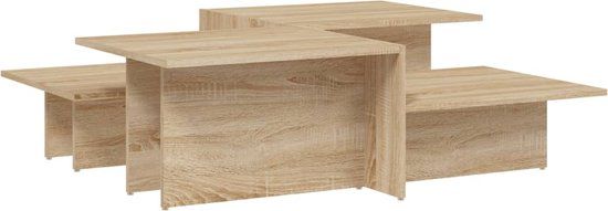 vidaXL Salontafels - Set van 2 - Bewerkt Hout - Sonoma Eikenkleurig