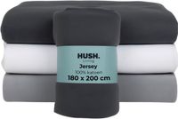 HUSH. Living Hoeslaken Jersey Antraciet 180x200+30cm