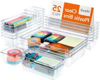 Merkloos / Sans marque Lade organizer set - 25 stuks doorzichtig plastic - Bureau lade verdelers - Trays dressoir opbergbakken - Make-up sieraden gadgets - Slaapkamer badkamer kantoor