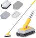 Brosse de nettoyage de douche sans marque - Épurateur 3 en 1 pour salle de bain - Manche extensible - Noir