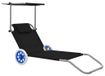 Chaise longue pliable avec toit réglable et roues