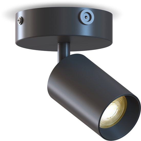 Calex Plafondlamp - 1-Lichts - Opbouwspot - Rond - Zwart - Goud