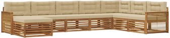 vidaXL - Salon d'angle - 8 places assises - Naturel et beige - Acacia massif