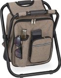 Relaxdays Campingkrukje - Inklapbaar - 42x35x29 cm - Rugzak Kruk - Polyester - Beige