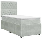 vidaXL Boxspringbed met matras, lichtgrijs, 80 x 200 cm, fluweel