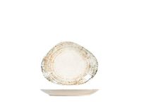 H&H Eris ovaal bord van porselein, 22 cm, modern design, elegant, voor het serveren van gerechten, beige