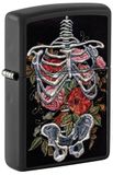 Zippo Stormaansteker, Skelett Embroidery, matzwart, textuurprint, navulbaar, herbruikbaar, windbestendig design, cadeaudoos, gemaakt in de VS
