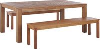 MONSANO Ensemble de jardin pour 6 - Couleur bois clair - Bois d'eucalyptus - Résistant aux intempéries