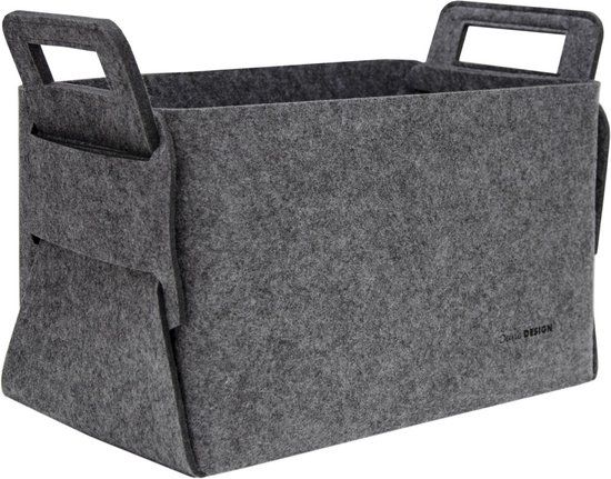 DuneDesign 25L Felt Firewood Basket - Gray - 37x24x37cm - Polyester - Square