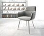 DELIFE Fauteuil Pejo-Flex 4 pieds conique acier inoxydable velours gris noyau à ressorts ensachés