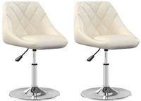 vidaXL Draaibare eetkamerstoelen set van 2 fluwelen crème