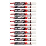 Pentel Maxiflo marker, droog uitwisbaar, smal, wigvormige punt, rood, 12 stuks