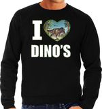 Bellatio Decorations I love dino's trui met dieren foto van een dino zwart voor heren - cadeau sweater T-Rex dinosaurus liefhebber M