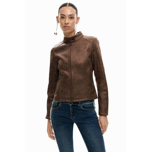 Desigual imitatieleren jasje bruin