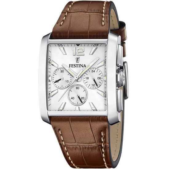 Festina Timeless Chrono F20636/1 Herenhorloge - Zilverkleurig - Wit - Bruin