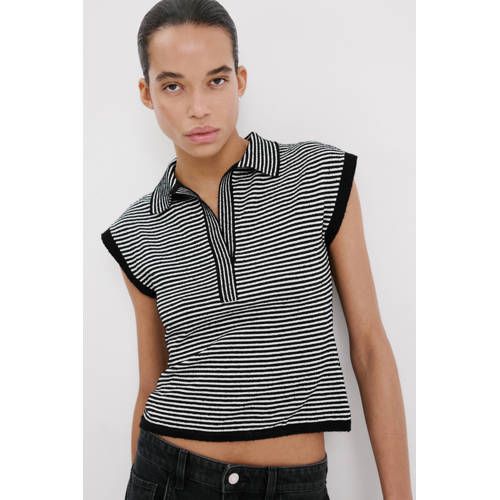 Mango gestreepte top zwart