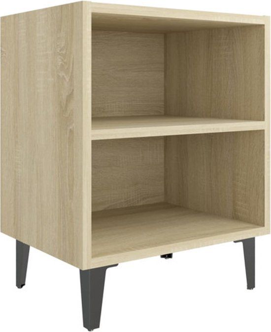 vidaXL Nachtkastje met metalen poten 40x30x50 cm sonoma eikenkleurig