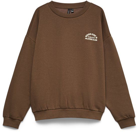 VERO MODA VMADINE URSULA LS SWEAT BOX JRS Dames Sweater S Katoen/Polyester Bruin
