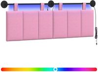 vidaXL - Hangend hoofdbord - Met LED-verlichting - Roze - Stof