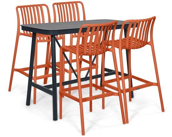 Domani Furniture Barset 4 personen 150 cm Kunststof Grijs Alba/Tavano