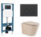 QeramiQ Dely Toiletset - inbouwreservoir Qeramiq Flush - slim zitting - kunststof mat antraciete bedieningsplaat - ronde knoppen - beige