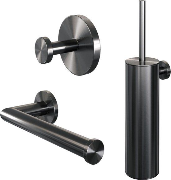 Brauer Gunmetal Edition Toilet Accessoireset - 3-delig - Gunmetal Geborsteld