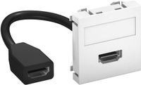 OBO Bettermann Multimediadrager HDMI met kabel, bus-bus 45x45mm polycarbonaat zuiver wit RAL 9010