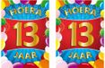 Bellatio Decorations Verjaardag deurposter - 2x - 13 jaar - multi - 59 x 84 cm - feestartikelen
