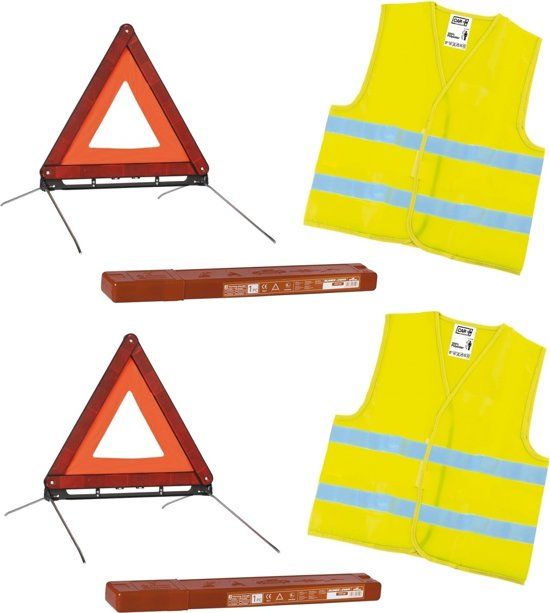 Car Plus Gevarendriehoeken Met Veiligheidshesjes 4-delig