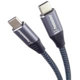 PremiumCord USB-C-aansluitkabel, oplaadkabel tot 5 A/100 W, datakabel tot 480 Mbit/s, USB type C-stekker, kleur zwart, lengte 1 m, grijs