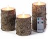 Anna's Collection Luxe berkenhout kleur LED stompkaarsen met afstandsbediening - Set van 3