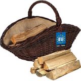 KOTARBAU® Haardhoutmand, 64 x 40 x 39 cm, Donkerbruin, Rieten Houtmand Met Handvat