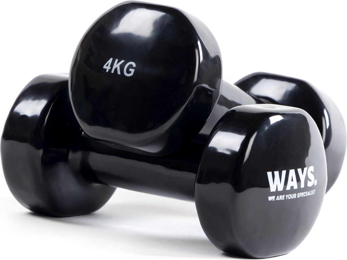 WAYS. Dumbbells - 2 x 4 KG - Vinyl - Zwart