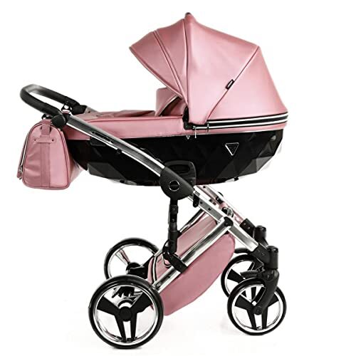 Lux4Kids Junama kinderwagen combinatie kinderwagen premium buggy babyzitje + accessoires Isofix selecteerbaar Fluo Line van Ferriley & Fitz Pink 06 3in1 (inclusief autostoeltje)