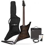 Gear4Music Harlem Z Elektrische Gitaar + 15 W Versterkerpakket, Zwart