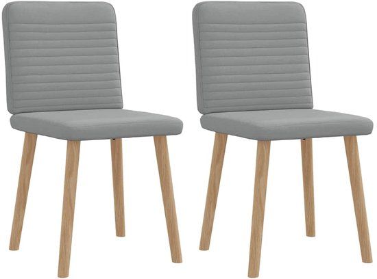 vidaXL Eetkamerstoelen 2 stuks stof lichtgrijs
