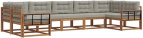 vidaXL Hoek loungeset 7-delig acaciahout naturel et gris clair