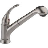 Delta Foundations B4310LF-SS Single Handle Pull-Out Kitchen Faucet, Stainless Steel