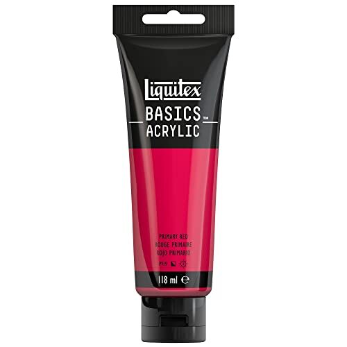 Liquitex 8870040 Basics enkelvoudig pigmenteerde acrylverf, kunstenaarspigmenten, lichtecht, medium viscositeit, goede kwaliteit, satijn finish - 118ml tube, Primary Red