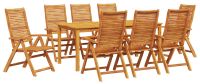 vidaXL Tuinset, 9-delig, bruin, massief acaciahout