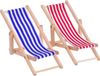 Sans marque Miniatuur chaise de plage en bois pour maison de poupée et support de téléphone portable avec assise en tissu