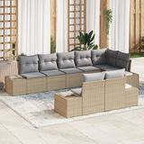 vidaXL Tuinbank Set Beige en Lichtgrijs Polyrattan