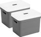 Sunware Boîtes de rangement avec couvercle transparent - 2x pièces - paniers de placard - anthracite - 18 litres - plastique - 35 x 25 x 24 cm