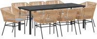 vidaXL Tuinset, 9-delig, bruin, gepoedercoat staal