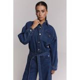 Alix the Label denim jumpsuit met ceintuur - mediumblauw