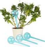 Merkloos Relaxdays waterdruppelaar - set van 4 - watergeefsysteem - 2 weken - kamerplanten - kunststof - lichtblauw